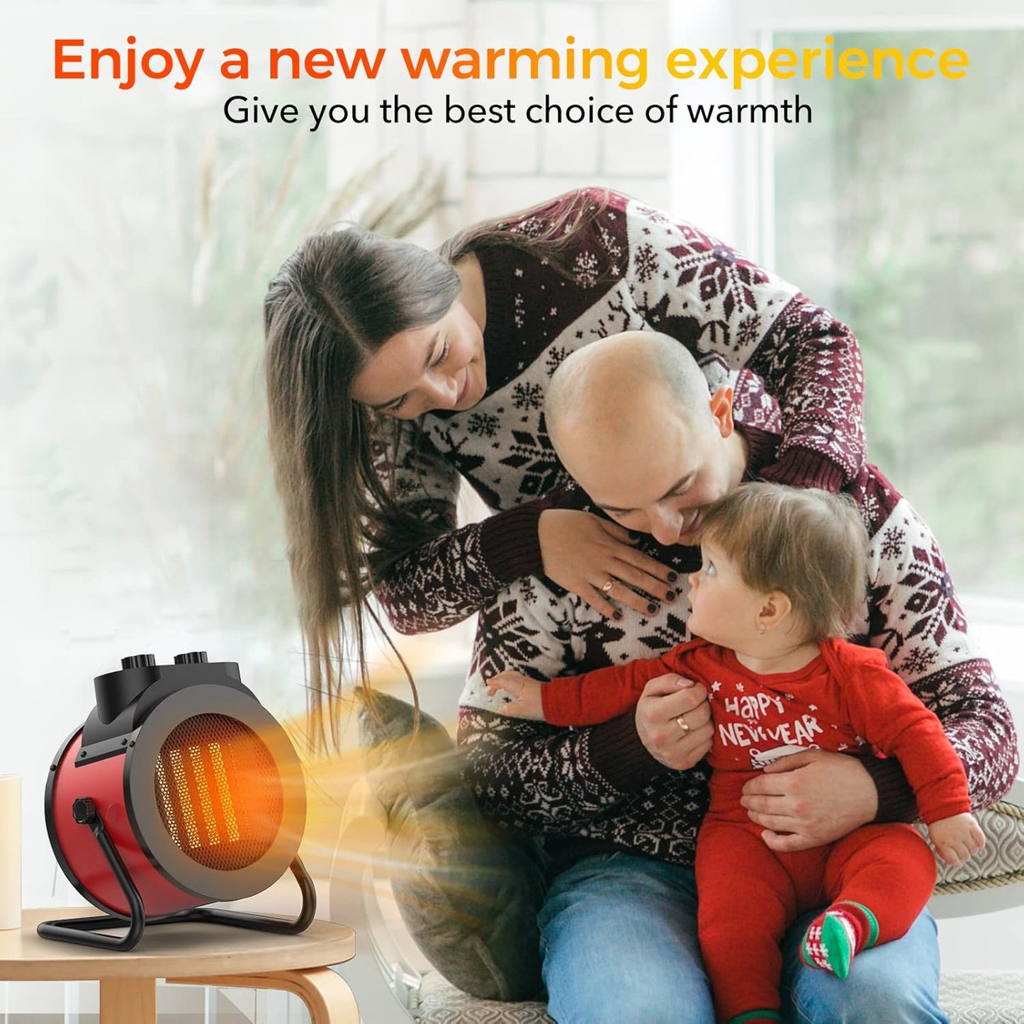 Space Heaters for Indoor Use, 1500W PTC Electric Heater with 90°Adjustable Angle, Fast Safety Heat, Small Portable Heater for Office Home (Red)