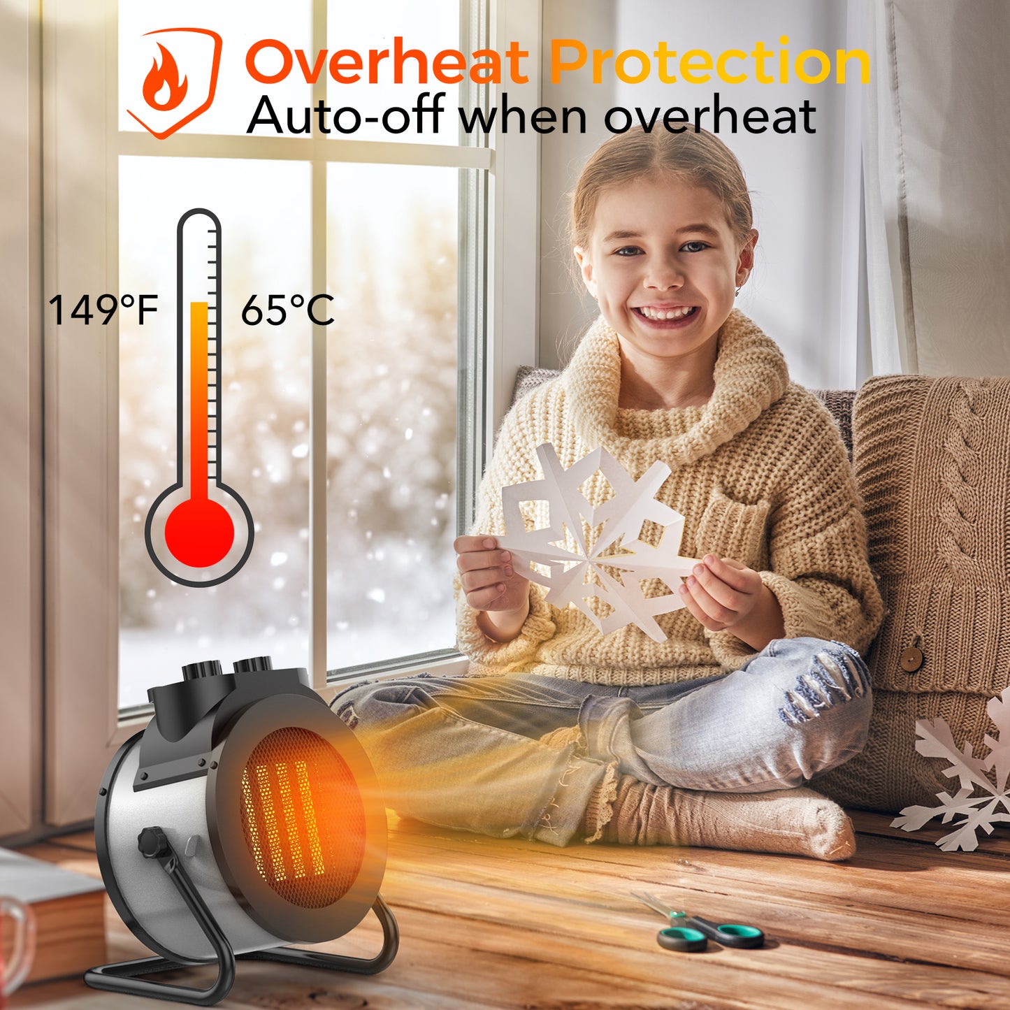 Elevoke Space Heaters for Indoor Use, 1500W PTC Electric Heater with 90°Adjustable Angle, Fast Safety Heat, Small Portable Heater for Office Home(Silver)