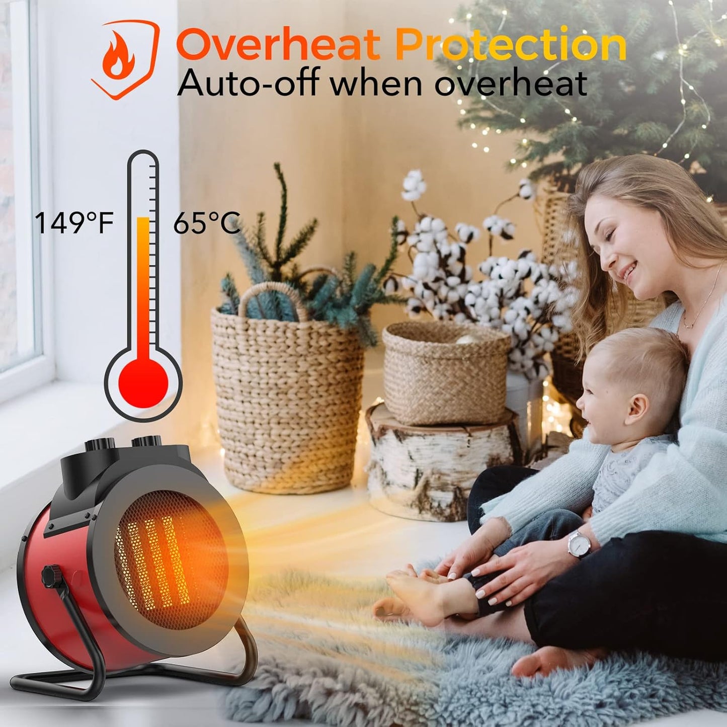 Space Heaters for Indoor Use, 1500W PTC Electric Heater with 90°Adjustable Angle, Fast Safety Heat, Small Portable Heater for Office Home (Red)